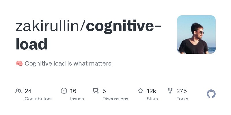 GitHub - zakirullin/cognitive-load: 🧠 Cognitive load is what matters