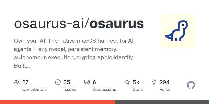 GitHub - osaurus-ai/osaurus: Own your AI. The native macOS harness for AI agents -- any model, persistent memory, autonomous execution…