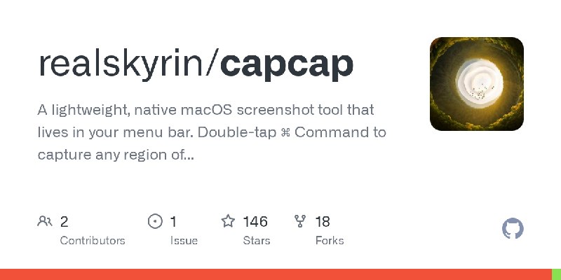 GitHub - realskyrin/capcap: A lightweight, native macOS screenshot tool that lives in your menu bar. Double-tap ⌘ Command to capture…