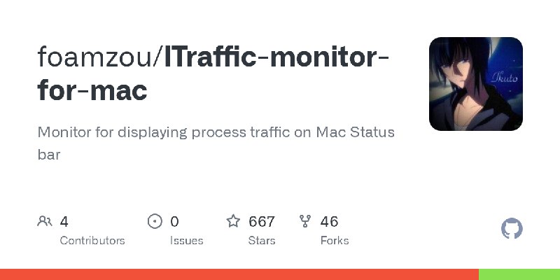 GitHub - foamzou/ITraffic-monitor-for-mac: Monitor for displaying process traffic on Mac Status bar
