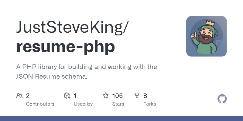 GitHub - JustSteveKing/resume-php: A PHP library for building and working with the JSON Resume schema.