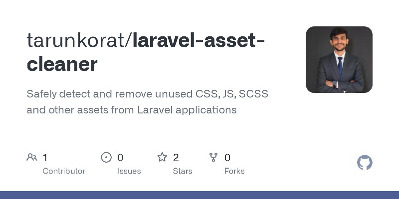 GitHub - tarunkorat/laravel-asset-cleaner: Safely detect and remove unused CSS, JS, SCSS and other assets from Laravel applications