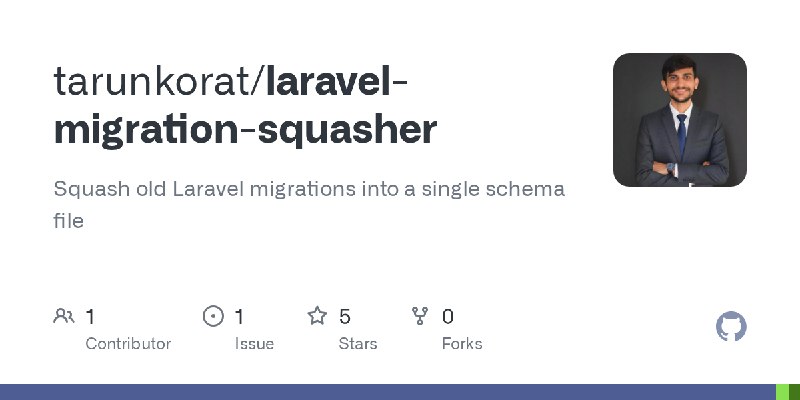GitHub - tarunkorat/laravel-migration-squasher: Squash old Laravel migrations into a single schema file