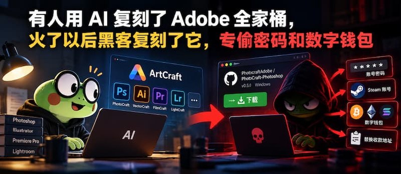 有人用 AI 复刻了 Adobe 全家桶，黑客用 AI 复刻了复刻，专偷密码和数字钱包 - 小众软件