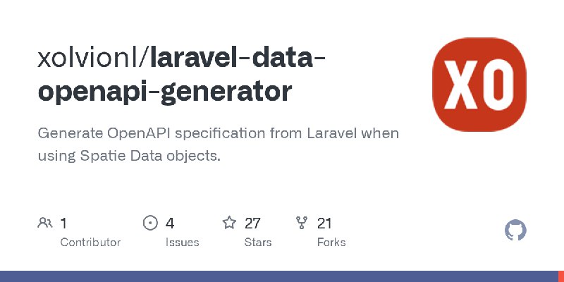 GitHub - xolvionl/laravel-data-openapi-generator: Generate OpenAPI specification from Laravel when using Spatie Data objects.