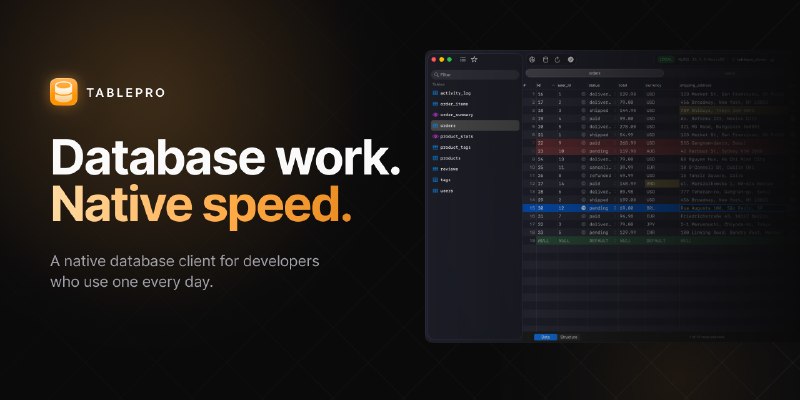 GitHub - TableProApp/TablePro: A native database client for developers who use one every day.