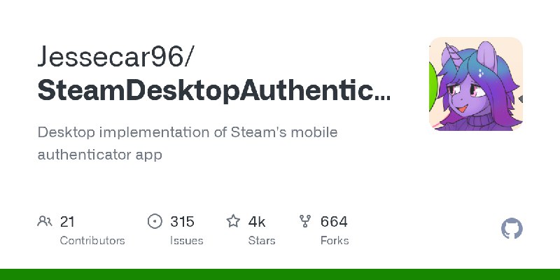 GitHub - Jessecar96/SteamDesktopAuthenticator: Desktop implementation of Steam's mobile authenticator app