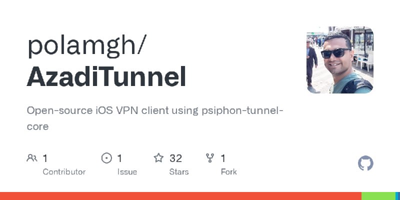 GitHub - polamgh/AzadiTunnel: Open-source iOS VPN client using psiphon-tunnel-core