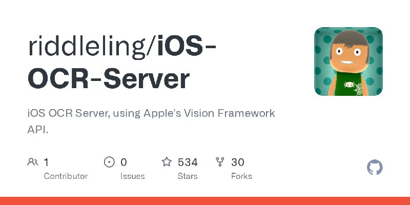 GitHub - riddleling/iOS-OCR-Server: iOS OCR Server, using Apple's Vision Framework API.