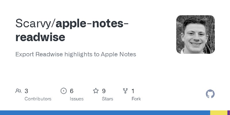 GitHub - Scarvy/apple-notes-readwise: Export Readwise highlights to Apple Notes