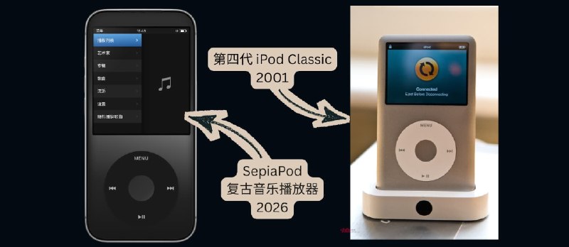 SepiaPod – 25年前 iPod Classic 复古音乐播放器，iPhone 限免 - 小众软件