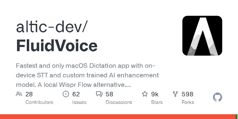 GitHub - altic-dev/FluidVoice: Fastest and only macOS Dictation app with on-device STT and custom trained AI enhancement model.…