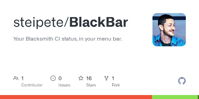 GitHub - steipete/BlackBar: Your Blacksmith CI status, in your menu bar.