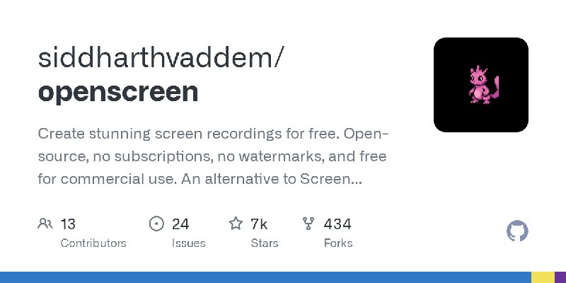 GitHub - siddharthvaddem/openscreen: Create stunning screen recordings for free. Open-source, no subscriptions, no watermarks,…