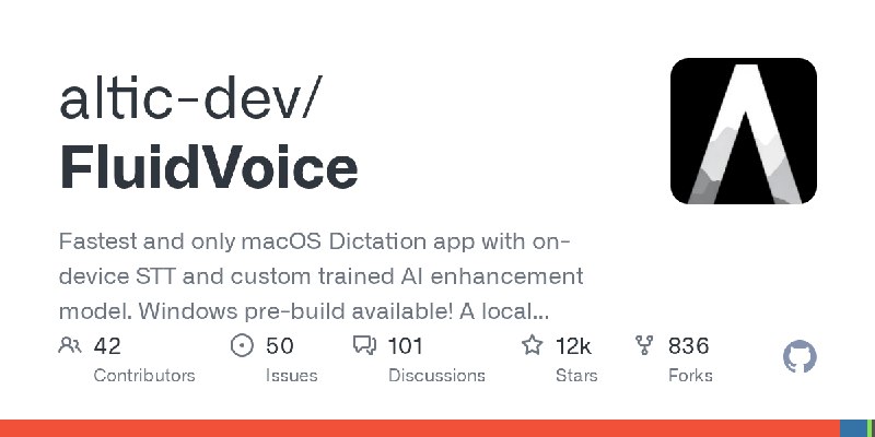 GitHub - altic-dev/FluidVoice: Fastest and only macOS Dictation app with on-device STT and custom trained AI enhancement model.…