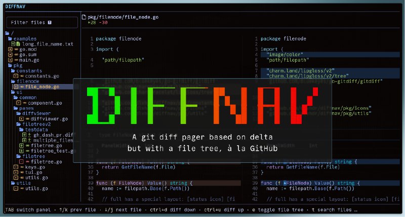GitHub - dlvhdr/diffnav: A git diff pager based on delta but with a file tree, à la GitHub.