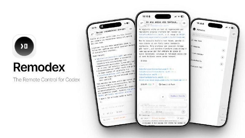 GitHub - Emanuele-web04/remodex: Remote Control for Codex. 24/7 version on the way