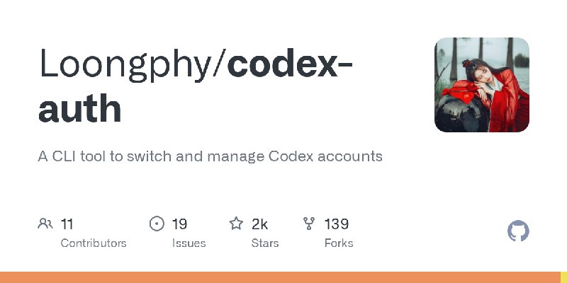 GitHub - Loongphy/codex-auth: A CLI tool to switch and manage Codex accounts