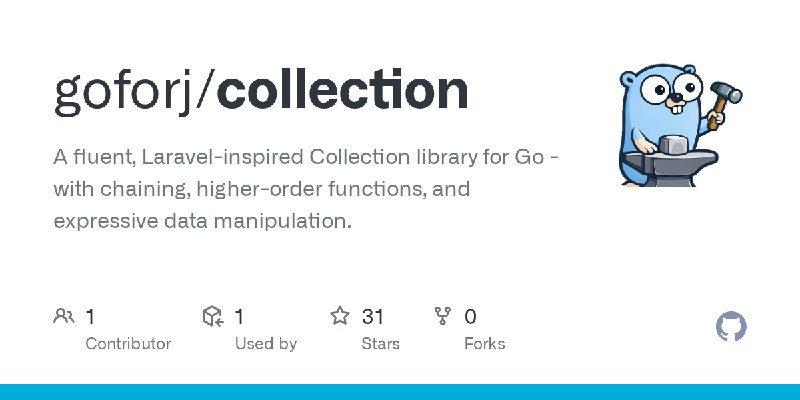 GitHub - goforj/collection: A fluent, Laravel-inspired Collection library for Go - with chaining, higher-order functions, and expressive…