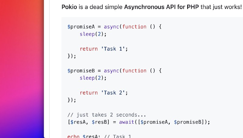 GitHub - nunomaduro/pokio: Pokio is a dead simple Asynchronous API for PHP that just works.