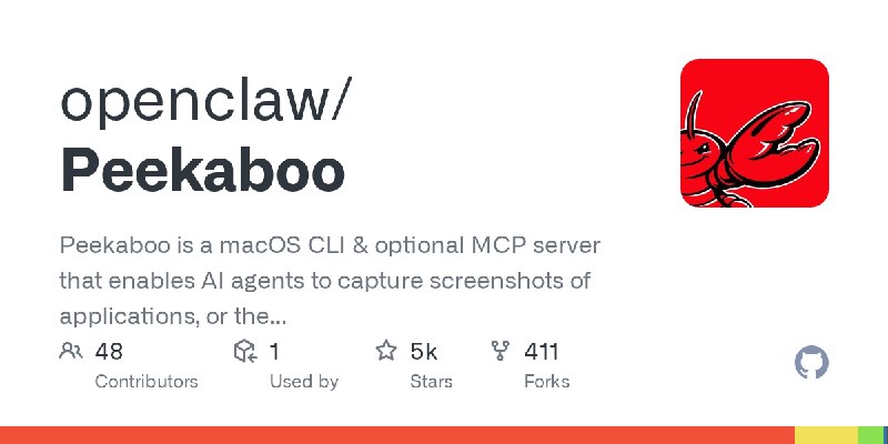 GitHub - openclaw/Peekaboo: Peekaboo is a macOS CLI & optional MCP server that enables AI agents to capture screenshots of applications…