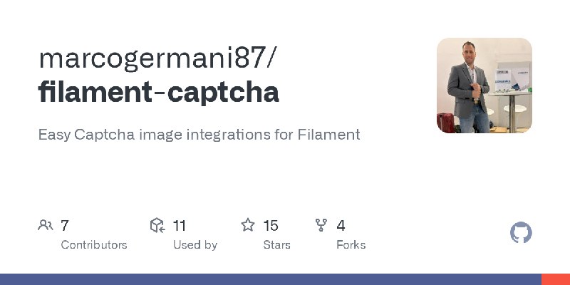 GitHub - marcogermani87/filament-captcha: Easy Captcha image integrations for Filament