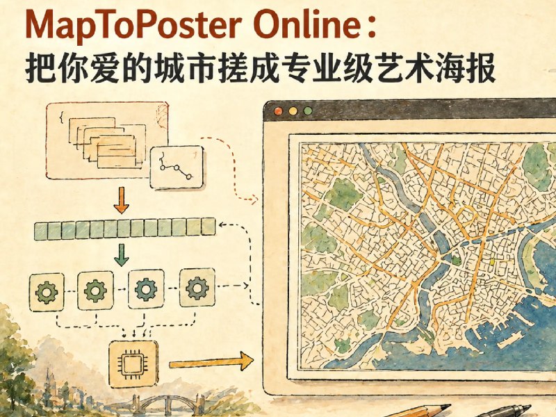 Maptoposter Online：把你爱的城市画成艺术海报 - 少数派