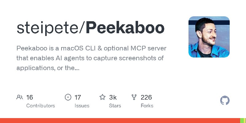 GitHub - steipete/Peekaboo: Peekaboo is a macOS CLI & optional MCP server that enables AI agents to capture screenshots of applications…