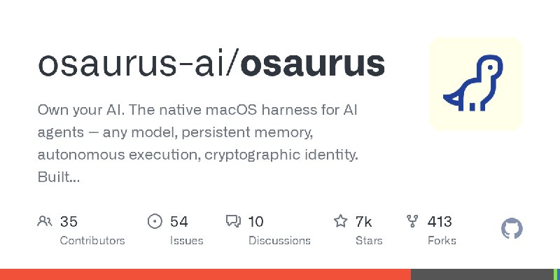 GitHub - osaurus-ai/osaurus: Own your AI. The native macOS harness for AI agents -- any model, persistent memory, autonomous execution…