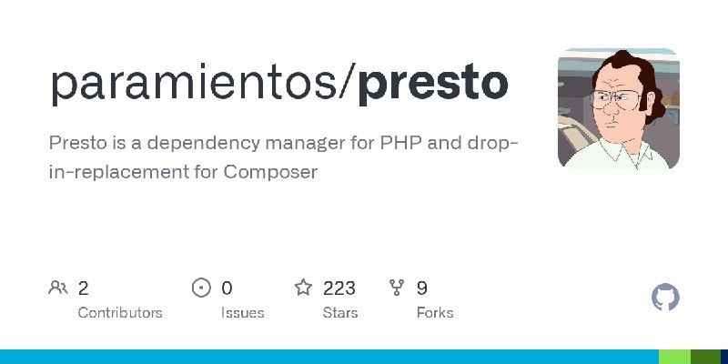 GitHub - paramientos/presto: Presto is a dependency manager for PHP and drop-in-replacement for Composer