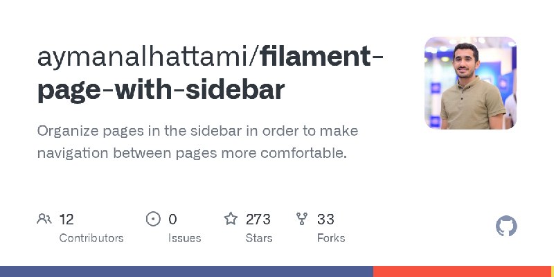 GitHub - aymanalhattami/filament-page-with-sidebar: Organize pages in the sidebar in order to make navigation between pages more…