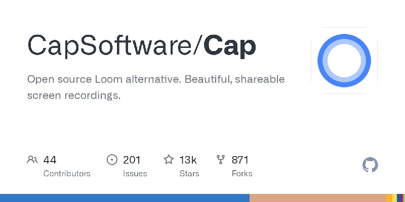 GitHub - CapSoftware/Cap: Open source Loom alternative. Beautiful, shareable screen recordings.