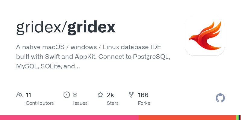 GitHub - gridex/gridex: A native macOS / windows / Linux database IDE built with Swift and AppKit. Connect to PostgreSQL, MySQL…