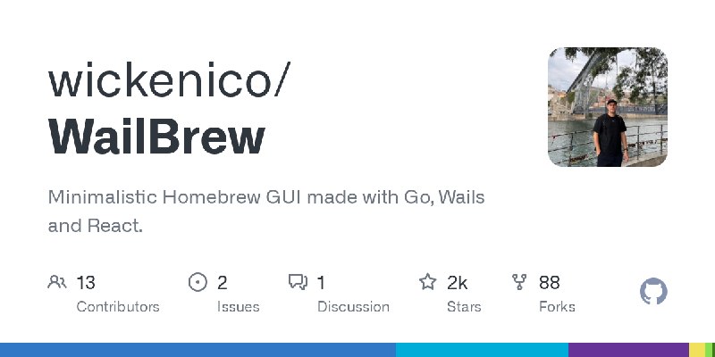 GitHub - wickenico/WailBrew: Minimalistic Homebrew GUI made with Go, Wails and React.