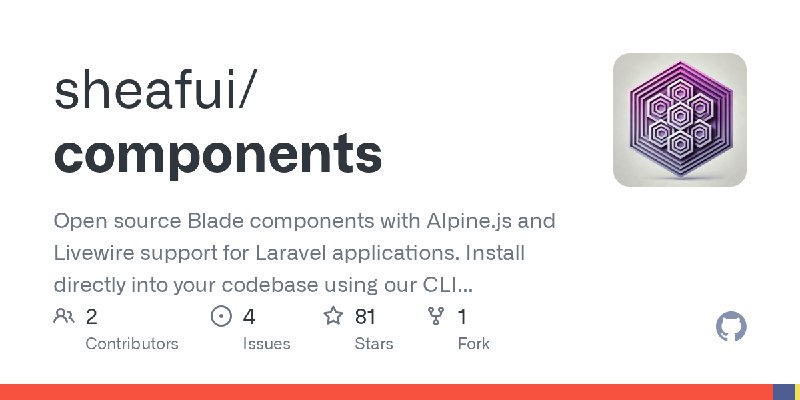 GitHub - sheafui/components: Open source Blade components with Alpine.js and Livewire support for Laravel applications. Install…