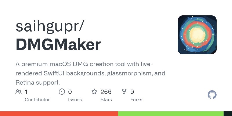 GitHub - saihgupr/DMGMaker: A premium macOS DMG creation tool with live-rendered SwiftUI backgrounds, glassmorphism, and Retina…