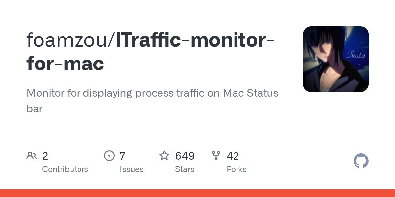 GitHub - foamzou/ITraffic-monitor-for-mac: Monitor for displaying process traffic on Mac Status bar
