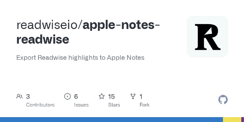 GitHub - readwiseio/apple-notes-readwise: Export Readwise highlights to Apple Notes