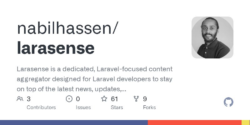 GitHub - nabilhassen/larasense: Larasense is a dedicated, Laravel-focused content aggregator designed for Laravel developers to…