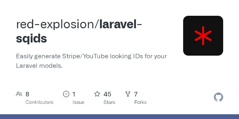 GitHub - red-explosion/laravel-sqids: Easily generate Stripe/YouTube looking IDs for your Laravel models.