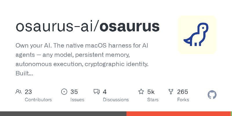 GitHub - osaurus-ai/osaurus: Own your AI. The native macOS harness for AI agents -- any model, persistent memory, autonomous execution…