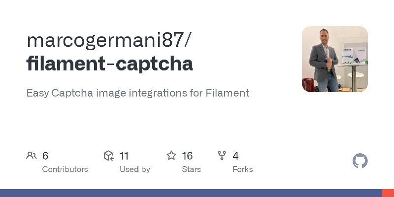GitHub - marcogermani87/filament-captcha: Easy Captcha image integrations for Filament