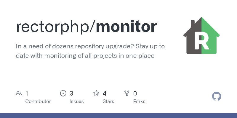 GitHub - rectorphp/monitor: In a need of dozens repository upgrade? Stay up to date with monitoring of all projects in one place