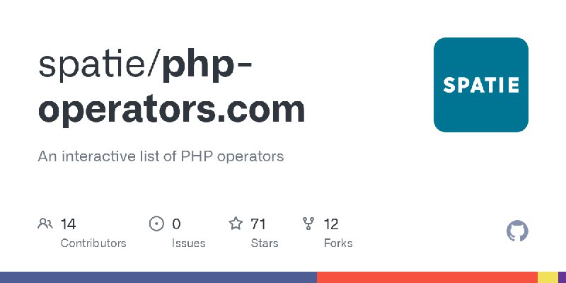 GitHub - spatie/php-operators.com: An interactive list of PHP operators