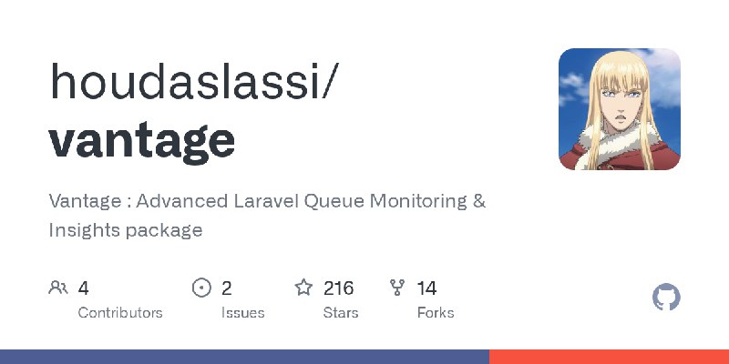 GitHub - houdaslassi/vantage: Vantage : Advanced Laravel Queue Monitoring & Insights package