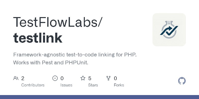GitHub - TestFlowLabs/testlink: Framework-agnostic test-to-code linking for PHP. Works with Pest and PHPUnit.