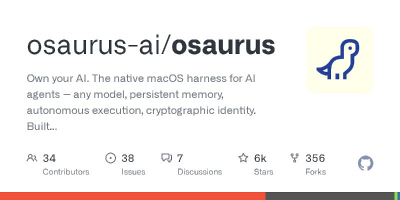 GitHub - osaurus-ai/osaurus: Own your AI. The native macOS harness for AI agents -- any model, persistent memory, autonomous execution…