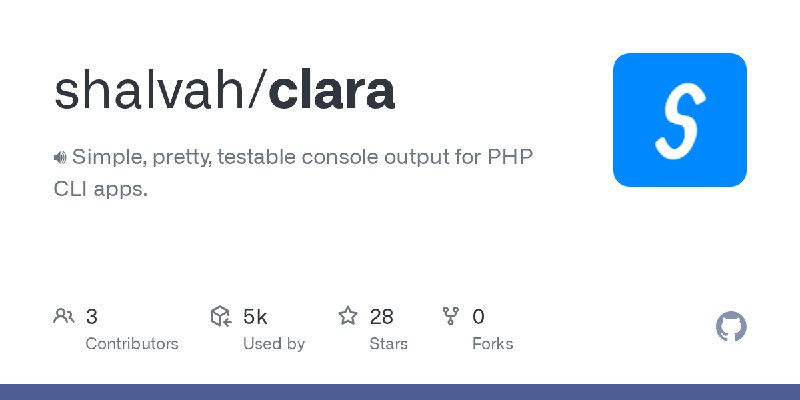 GitHub - shalvah/clara: 🔊 Simple, pretty, testable console output for PHP CLI apps.